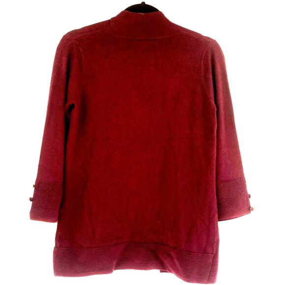 Evolution By Cyrus Myna Cardigan Women Small Burgundy Red Open Front Long Sleeve - Picture 7 of 10